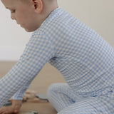 Blue Gingham Long Sleeve Pajamas