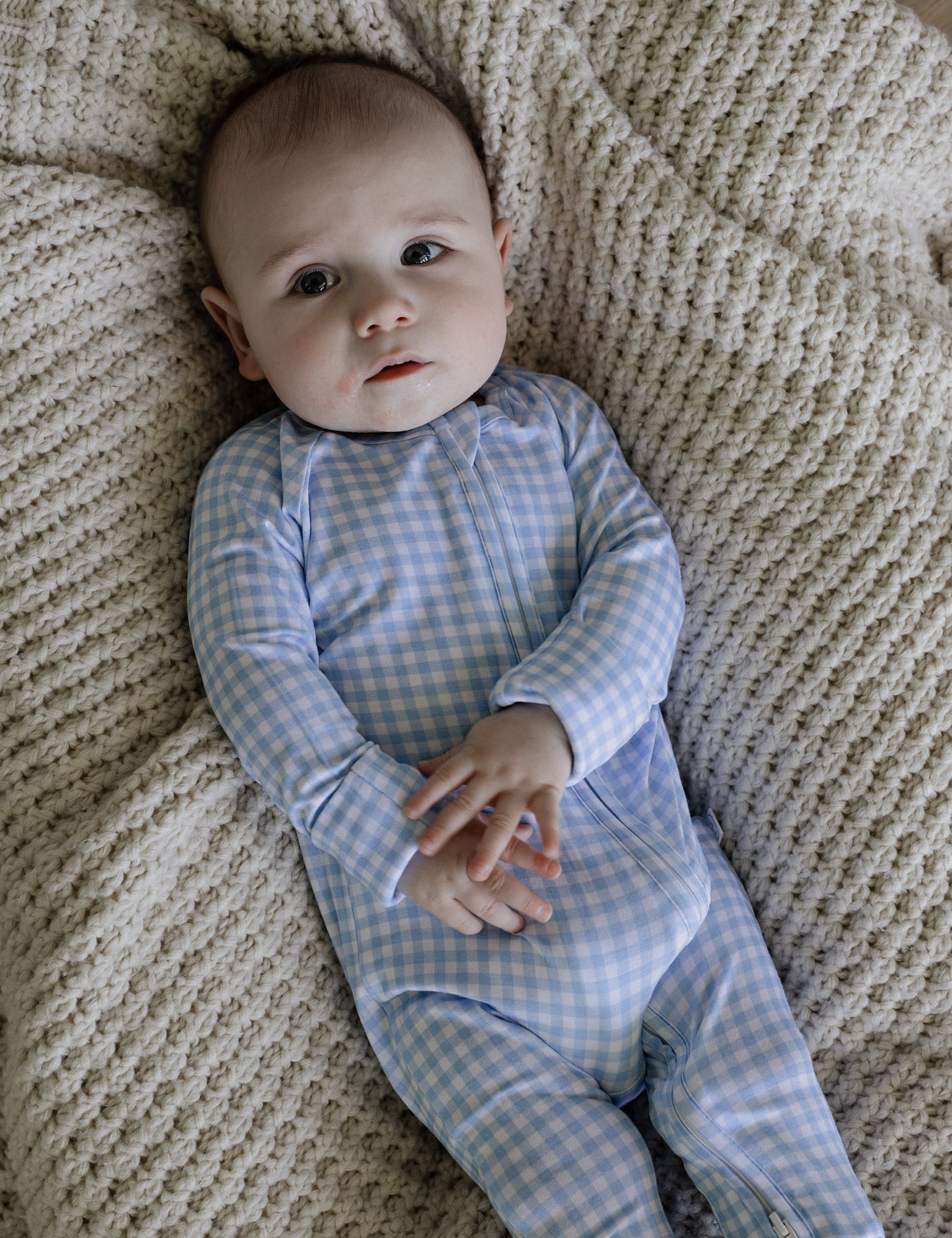 Blue Gingham Two-Way Zip