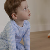 Blue Gingham Long Sleeve Pajamas