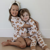 Teddy Bows Ruffle Short Sleeve Pajamas