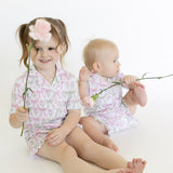 Garden Party Bows Ruffle Short Sleeve Pajamas