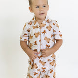 Teddy Bows Ruffle Short Sleeve Pajamas