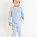 Blue Gingham Long Sleeve Pajamas