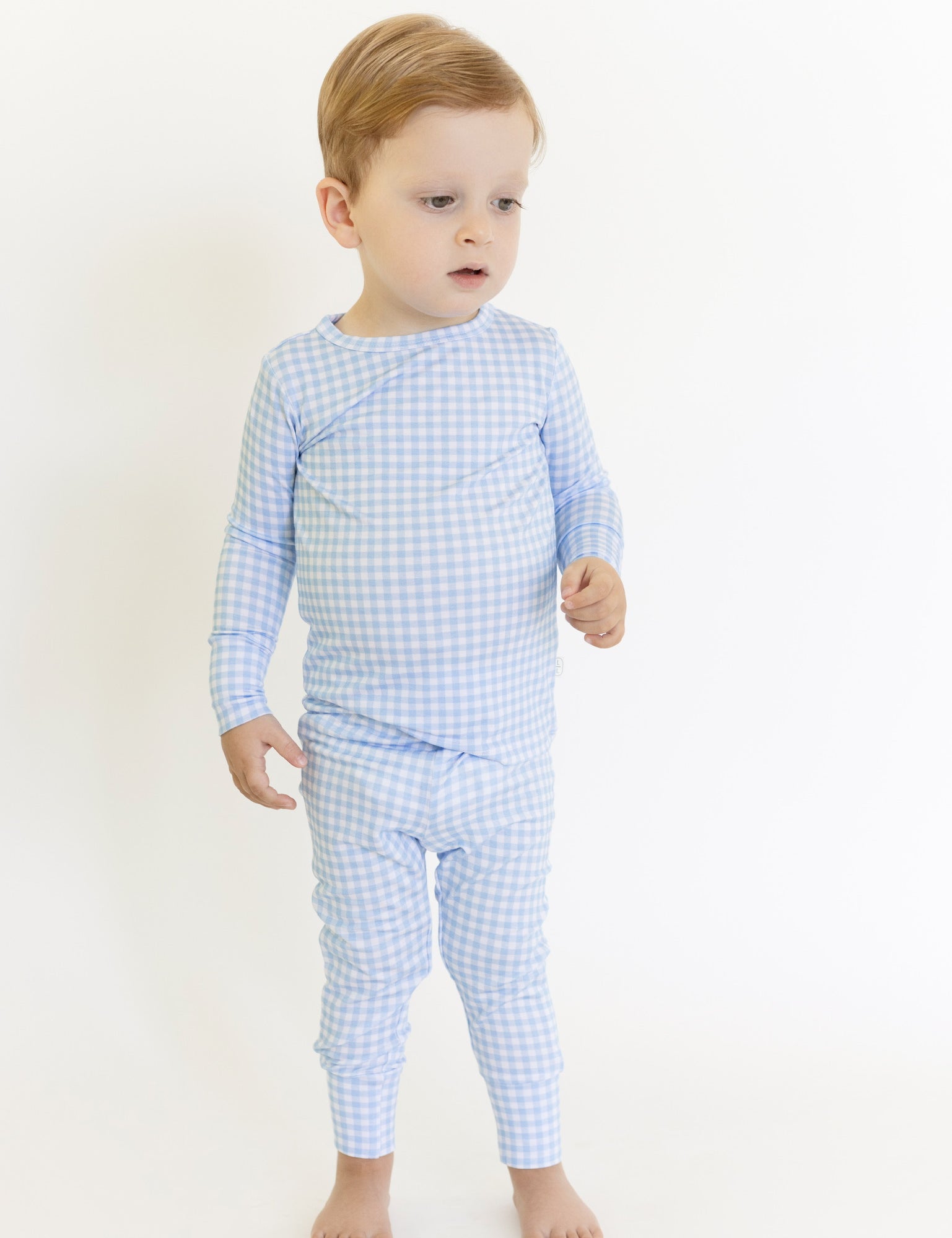 Blue Gingham Long Sleeve Pajamas