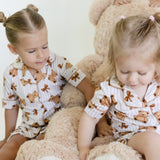 Teddy Bows Ruffle Short Sleeve Pajamas