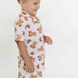 Teddy Bows Ruffle Short Sleeve Pajamas