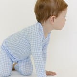 Blue Gingham Long Sleeve Pajamas